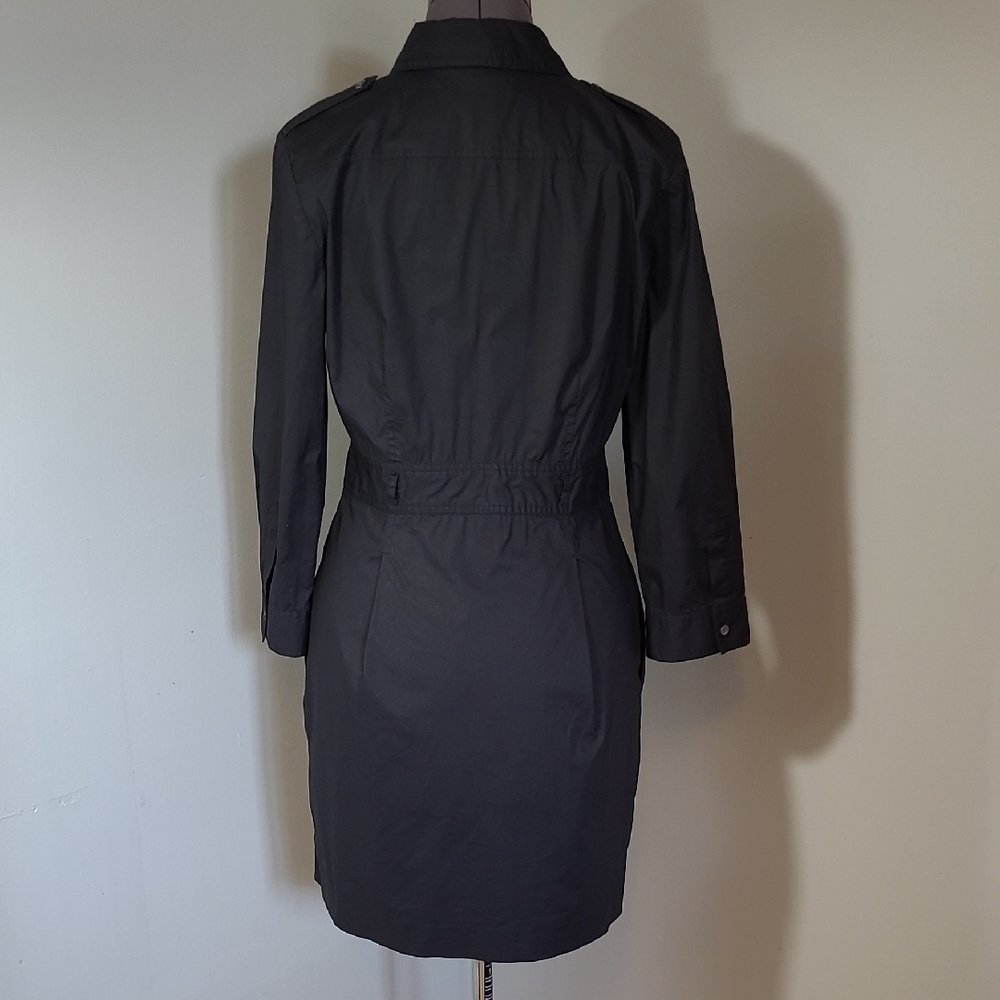 SZ6 Theory Cotton Dress Black Long Sleeve Notched Collar Shirt - Picture 8 of 12